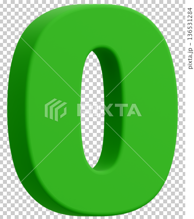 3D素材_数字_0_緑 136531284