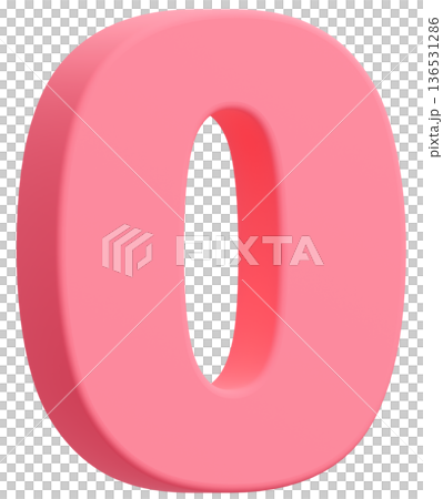 3D素材_数字_0_ピンク 136531286
