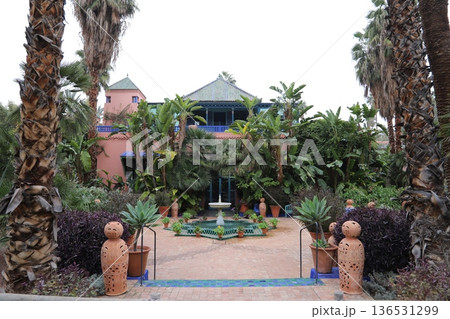 モロッコのマラケシュにあるマジョレル庭園内部景観2 136531299