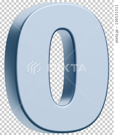 3D素材_数字_0_メタリック_銀 3D素材_数字_0_メタリック_銀 136531311