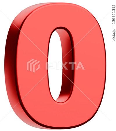 3D素材_数字_0_メタリック_赤 136531313
