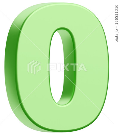 3D素材_数字_0_メタリック_緑 3D素材_数字_0_メタリック_緑 136531316