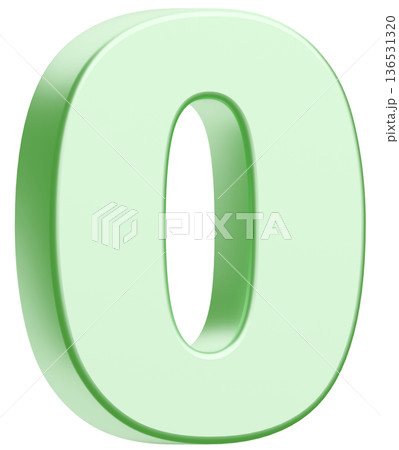 3D素材_数字_0_メタリック_黄緑 3D素材_数字_0_メタリック_黄緑 136531320