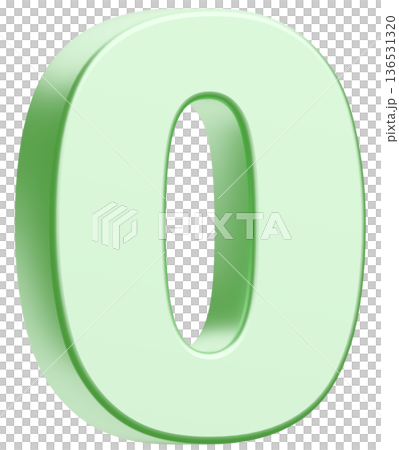 3D素材_数字_0_メタリック_黄緑 3D素材_数字_0_メタリック_黄緑 136531320