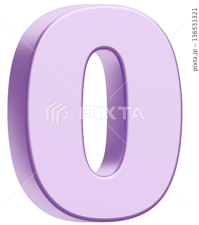 3D素材_数字_0_メタリック_紫 136531321