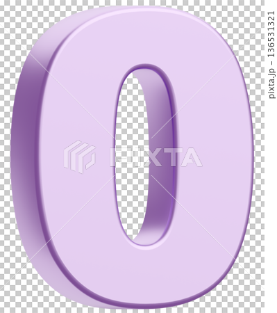 3D素材_数字_0_メタリック_紫 136531321