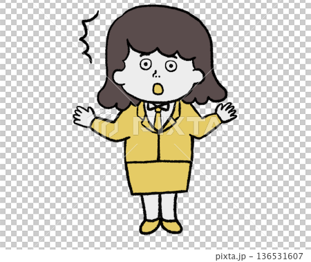 驚くスーツの女性(黄色) 驚くスーツの女性(黄色) 136531607