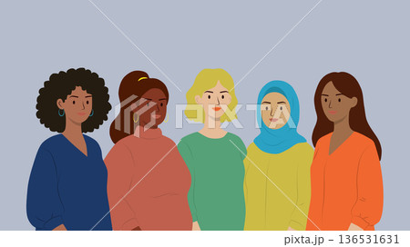 Multicultural Female Empowerment Illustration 136531631