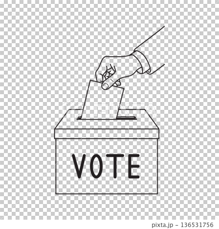 hand placing vote ballot paper in ballot box outline linework hand placing vote ballot paper in ballot box outline linework 136531756