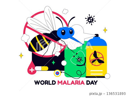 World Malaria Day Vector Illustration on April 25 Featuring Earth Protected from Mosquitoes to Prevent Bites in a Healthcare Flat Background 136531893