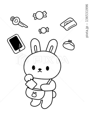お出かけ 準備 忘れ物チェック ぬりえ 線画 うさぎ もちもの 知育 イラスト お出かけ 準備 忘れ物チェック ぬりえ 線画 うさぎ もちもの 知育 イラスト 136531996