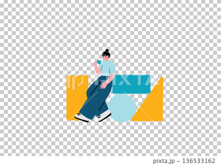 Woman assembling blocks Woman assembling blocks 136533162