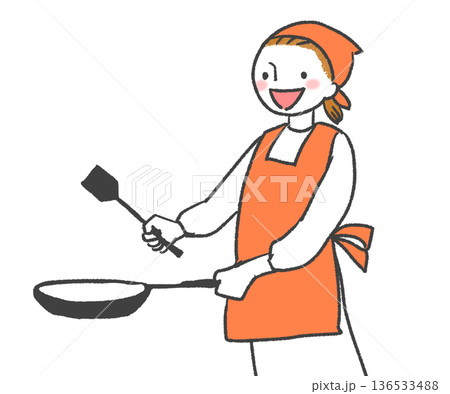 料理を作る厨房の料理人のイラスト 136533488