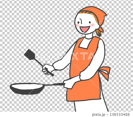 料理を作る厨房の料理人のイラスト 136533488