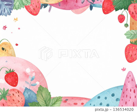 イチゴのかわいいフレーム素材 136534020