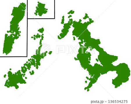 長崎県の地図(グリーン) 長崎県の地図(グリーン) 136534275