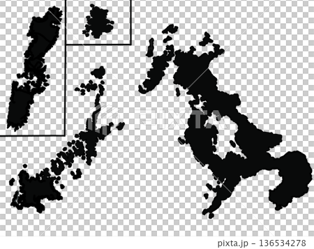 長崎県の地図(シルエット) 長崎県の地図(シルエット) 136534278