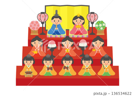 かわいいひな人形のイラスト素材 かわいいひな人形のイラスト素材 136534622