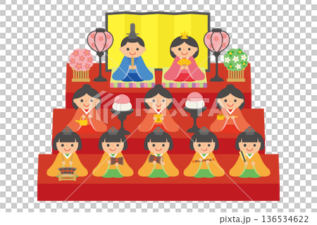 かわいいひな人形のイラスト素材 かわいいひな人形のイラスト素材 136534622