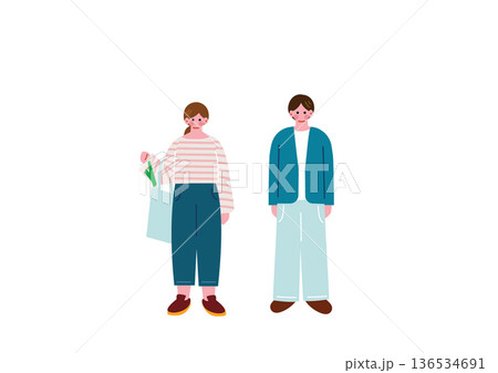 若い夫婦のイラスト 136534691