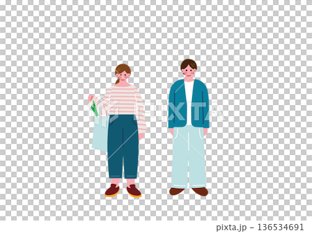 若い夫婦のイラスト 136534691