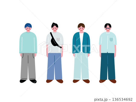 若い男性のイラストセット 若い男性のイラストセット 136534692