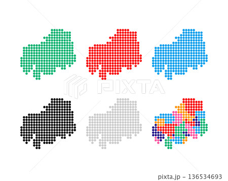 ドット絵の地図＿広島県＿丸ドット-01 136534693