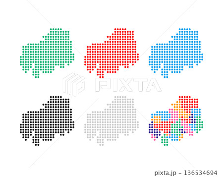 ドット絵の地図＿広島県＿丸ドット-02 136534694