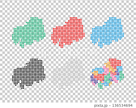 ドット絵の地図＿広島県＿丸ドット-02 136534694
