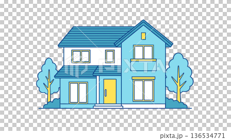 マイホーム・戸建て住宅の外観 ベクターイラスト素材 マイホーム・戸建て住宅の外観 ベクターイラスト素材 136534771