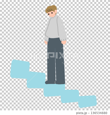 A person stopping mid-stairs A person stopping mid-stairs 136534880