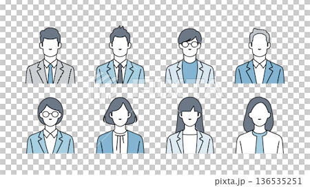 Set of business people faces Set of business people faces 136535251