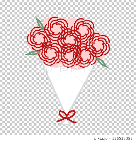 母の日に使える手描きの赤いブーケ素材 136535385