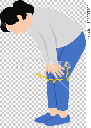 一名膝蓋疼痛的婦女的插圖 136535503