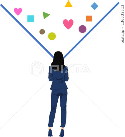 考え事をする女性のイラスト 考え事をする女性のイラスト 136535513