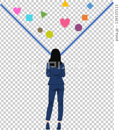 考え事をする女性のイラスト 考え事をする女性のイラスト 136535513