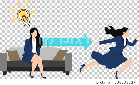 アイデアが閃くビジネスウーマンのイラスト 136535527