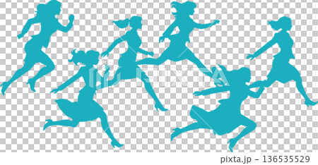 Silhouette illustration of a businesswoman jumping (running) 136535529