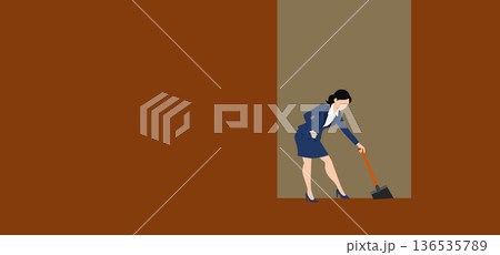 アイデアが閃くビジネスウーマンのイラスト	 136535789