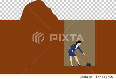 アイデアが閃くビジネスウーマンのイラスト	 136535790