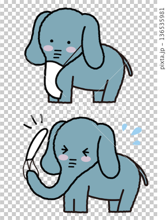 ぞうがマスクとくしゃみをしているイラスト 136535981