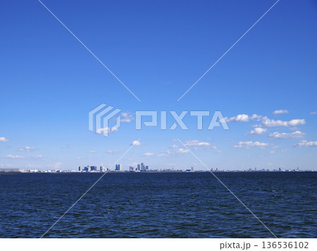 浦安市三番瀬沿い緑道から見る千葉市方面 浦安市三番瀬沿い緑道から見る千葉市方面 136536102