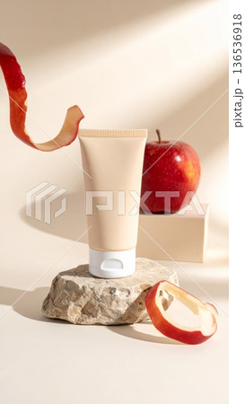 Cream Tube Product with Apple and Natural Elements Cream Tube Product with Apple and Natural Elements 136536918