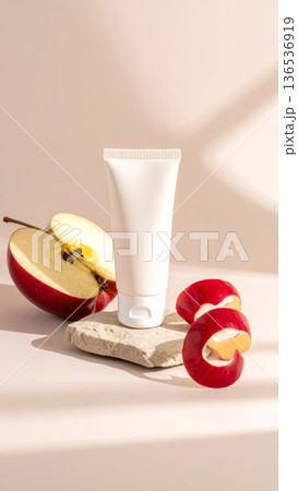 Cream Tube Product with Apple and Natural Elements 136536919