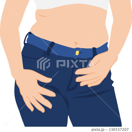 ダイエットを決意する女性のイラスト 136537207