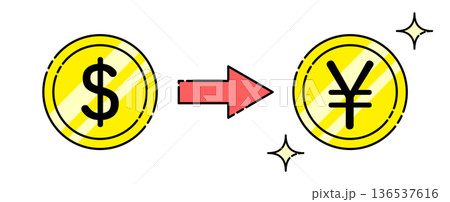 ドルから円を購入 両替 イメージ 136537616