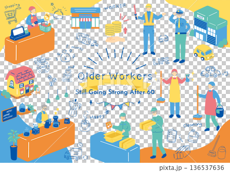 Seniors who continue to work after retirement Seniors who continue to work after retirement 136537636