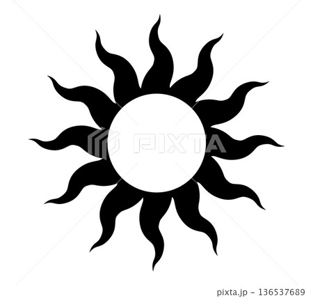 Tribal gothic sun symbol. Tattoo design. Star graphic geometric shape. Mystic black sun icon. Traditional ethnic art design element. Vector illustration isolated on white background Tribal gothic sun symbol. Tattoo design. Star graphic geometric shape. Mystic black sun icon. Traditional ethnic art design element. Vector illustration isolated on white background 136537689