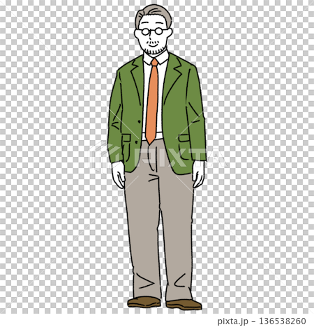 カジュアルなスーツ姿のおじさんのシンプルイラスト 136538260