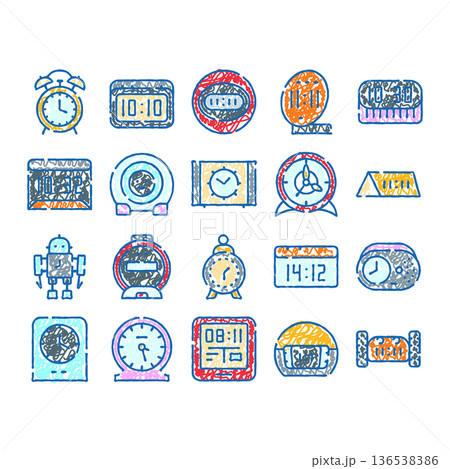 Time management planning, counting, and scheduling concept icons 136538386